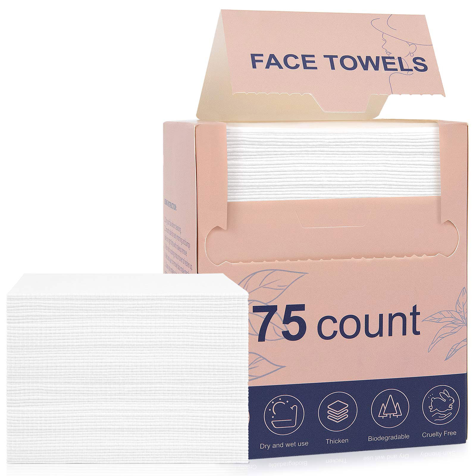 Face Towels 75 Counts Pink